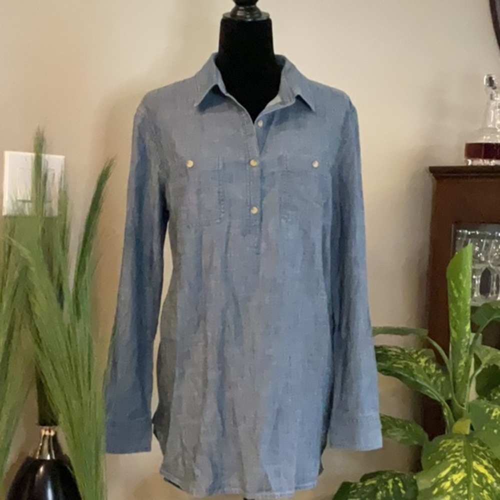 NORDSTROM’S CASLON - Blue Long Sleeve Button Down Tunic